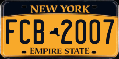 NY license plate FCB2007