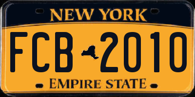 NY license plate FCB2010