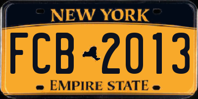 NY license plate FCB2013