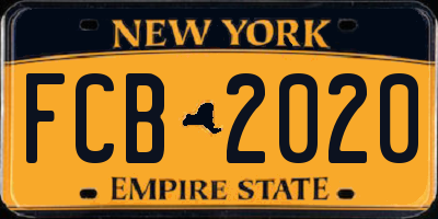 NY license plate FCB2020