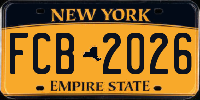 NY license plate FCB2026