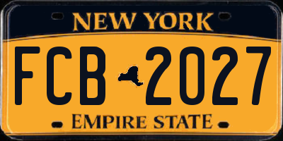 NY license plate FCB2027