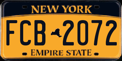 NY license plate FCB2072