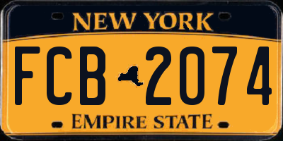 NY license plate FCB2074