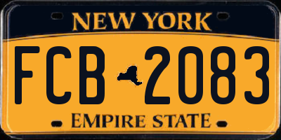 NY license plate FCB2083