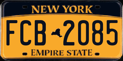 NY license plate FCB2085