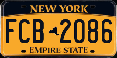 NY license plate FCB2086