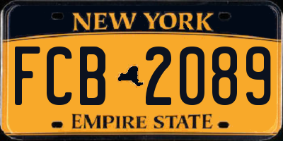 NY license plate FCB2089