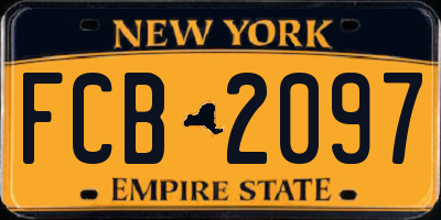 NY license plate FCB2097