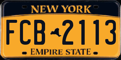 NY license plate FCB2113