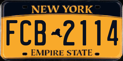 NY license plate FCB2114