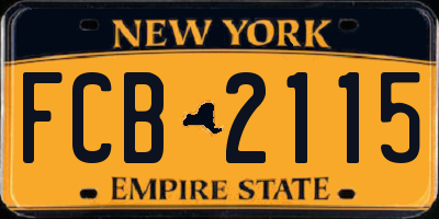 NY license plate FCB2115