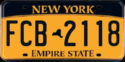 NY license plate FCB2118