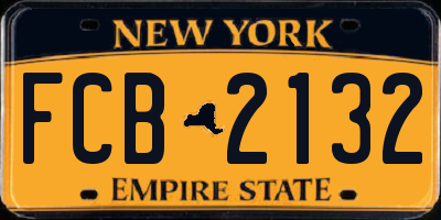 NY license plate FCB2132