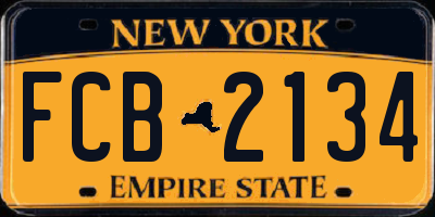 NY license plate FCB2134