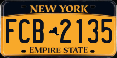 NY license plate FCB2135