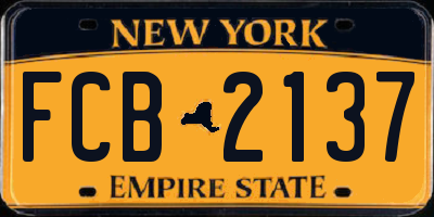 NY license plate FCB2137