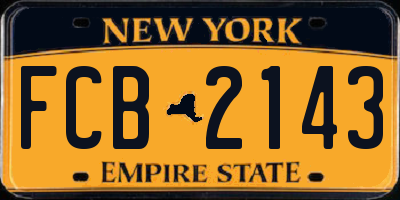 NY license plate FCB2143