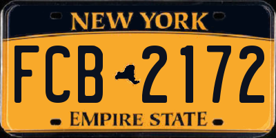 NY license plate FCB2172