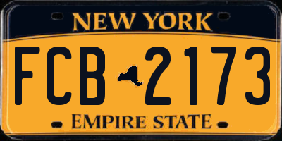 NY license plate FCB2173