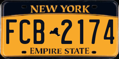 NY license plate FCB2174
