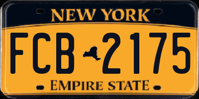 NY license plate FCB2175