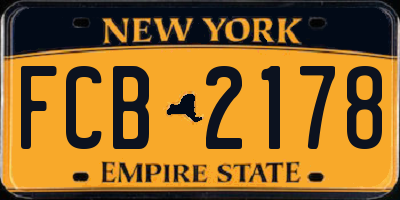 NY license plate FCB2178