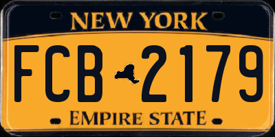 NY license plate FCB2179