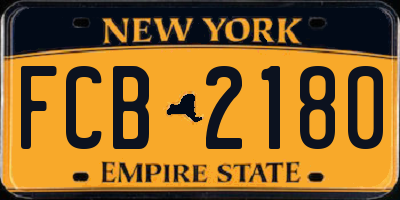 NY license plate FCB2180