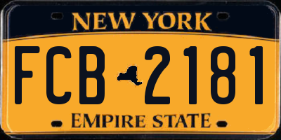 NY license plate FCB2181