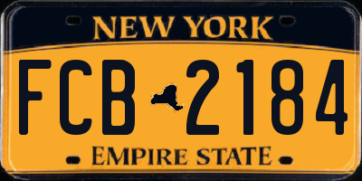 NY license plate FCB2184