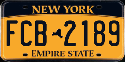 NY license plate FCB2189
