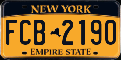 NY license plate FCB2190