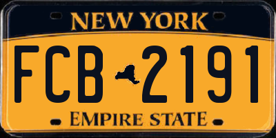NY license plate FCB2191