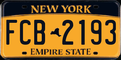 NY license plate FCB2193