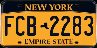 NY license plate FCB2283