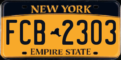 NY license plate FCB2303