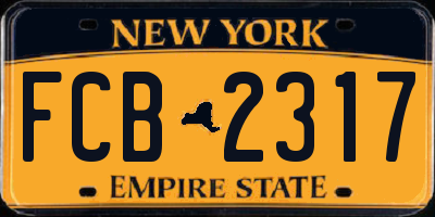 NY license plate FCB2317