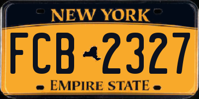 NY license plate FCB2327