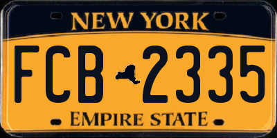 NY license plate FCB2335