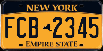 NY license plate FCB2345