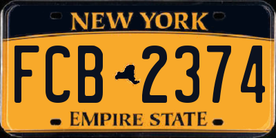 NY license plate FCB2374