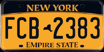 NY license plate FCB2383