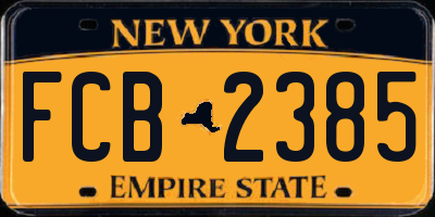NY license plate FCB2385