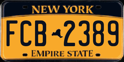 NY license plate FCB2389