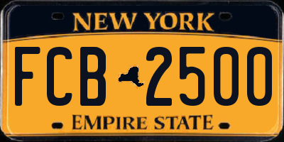 NY license plate FCB2500
