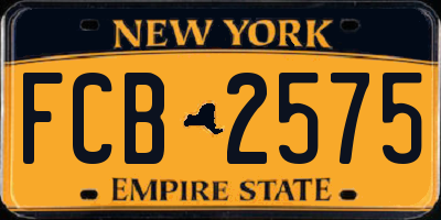 NY license plate FCB2575