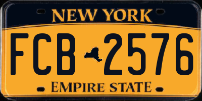 NY license plate FCB2576
