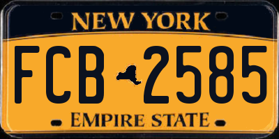NY license plate FCB2585