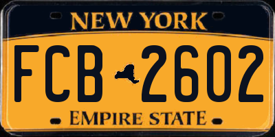 NY license plate FCB2602